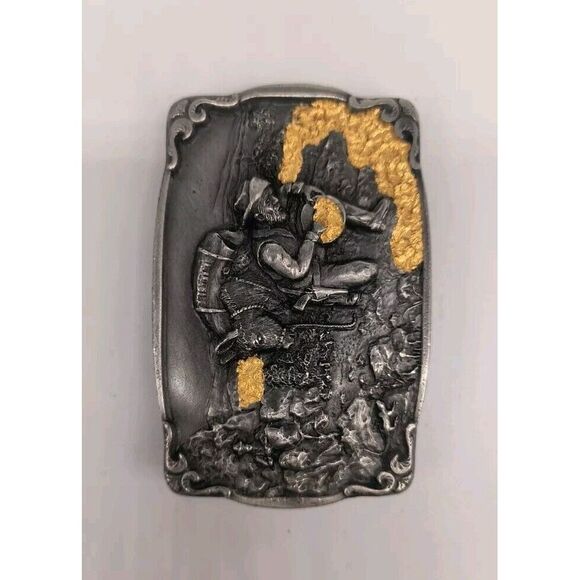 Vintage Bergamot Gold Panner 1984 Western Belt Buckle With Gold Accents - Picture 2 of 8